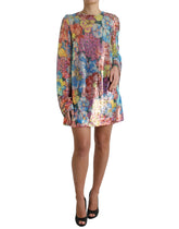 Dolce & Gabbana Multicolor Floral Sequined Shift Mini Dress -   -  Dolce & Gabbana.